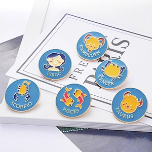 Twelve Constellation Custom Enamel Pin Brooch Cartoon Aquarius Virgo Badge Manufacturer