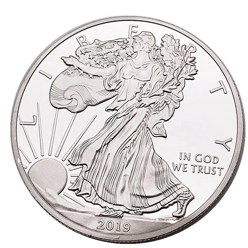 3D Silver liberty coin with plastic case accept customized