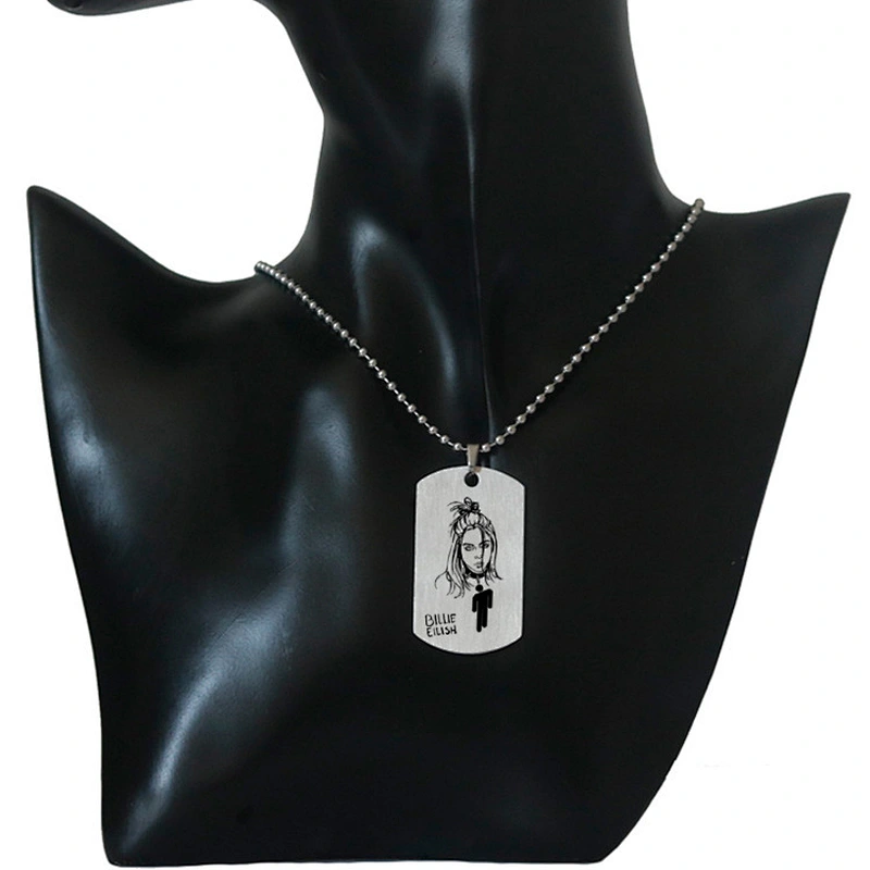 Rapper Billie Eilish Stainless Steel Women Pendant Necklace Tag