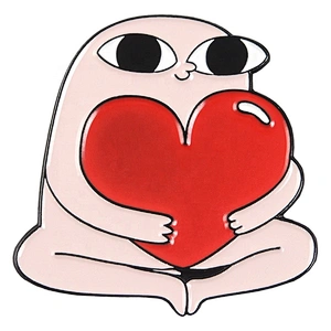 Red heart love cute pink frog lapel pin