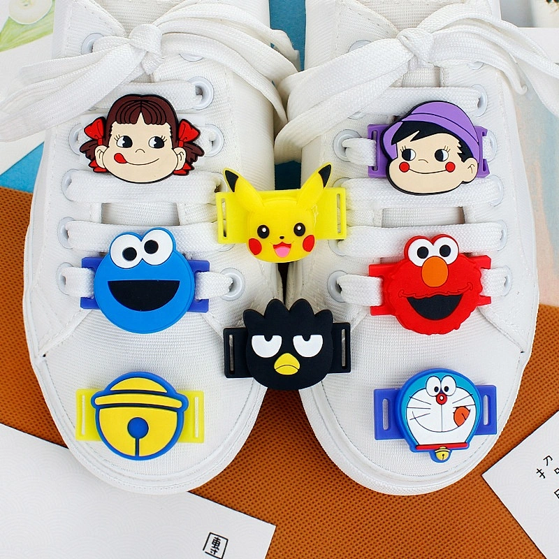 Cute cartoon sesame street bear cat rabbit totoro canvas shoe lace buckle pvc patches