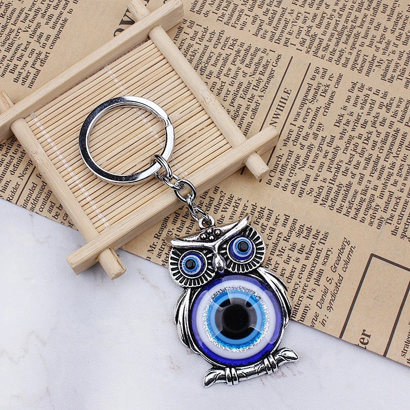 Turkey blue evil eye owl eye of demon metal keychain