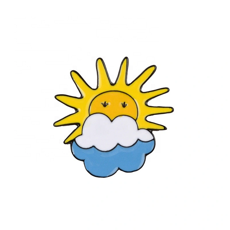 Sunny day sunshine with white blue clouds enamel lapel pins