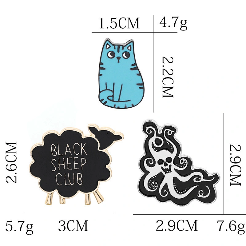 Black Sheep Cat Octopus Animal Lapel Enamel Pin