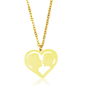 Stainless Steel Heart Necklace Couple Valentine Gift Silver Gold Necklace Pendant