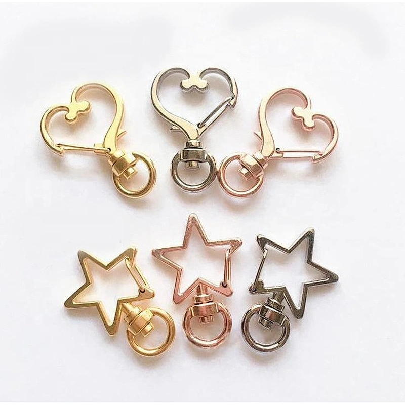 Star pentagram shape keyring silver KC gold accessory metal rings