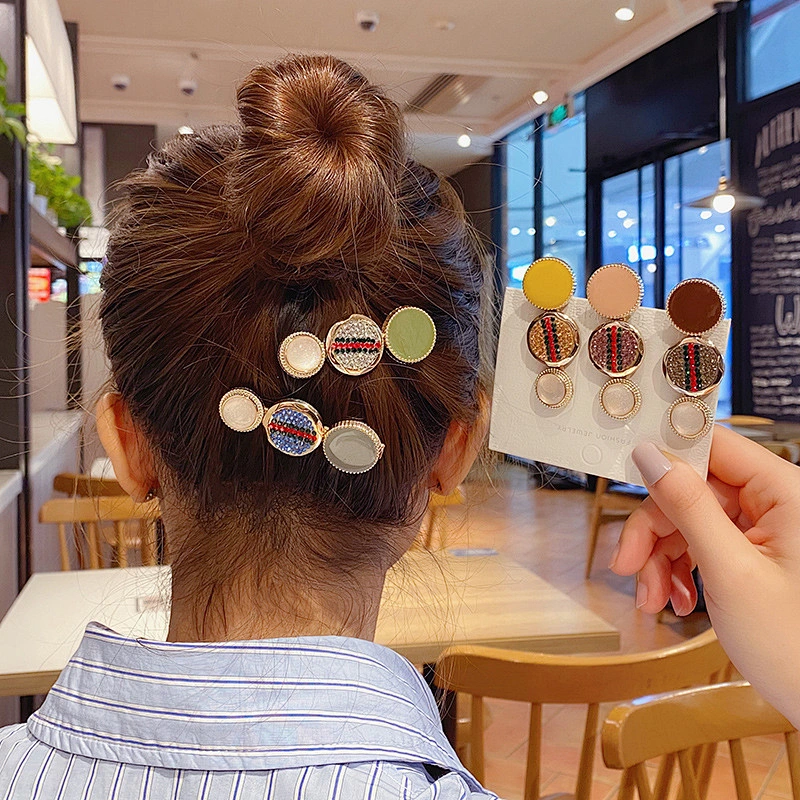 Korean Hot Sale Fashion Round Women Hair Accessories Girl Bling Hair Clips Wholesale