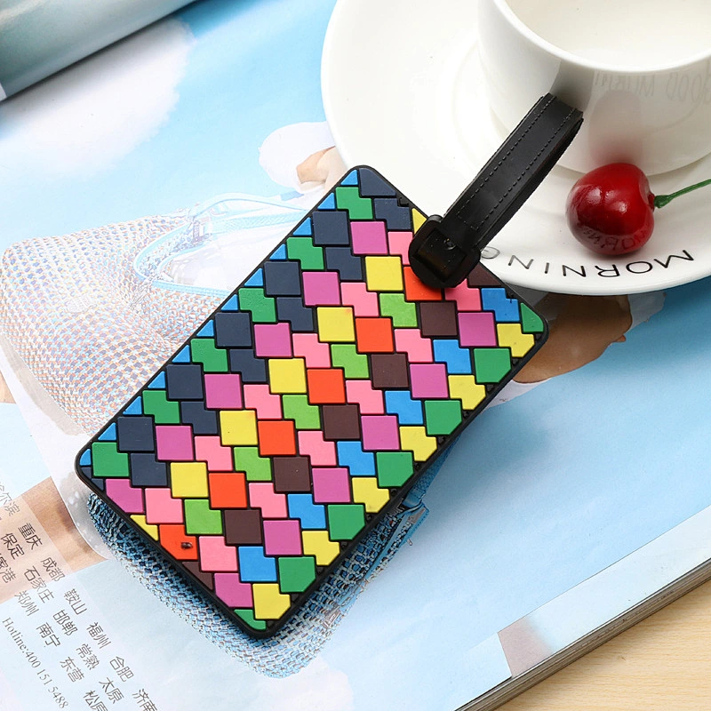 Fashion Colorful Geometric Pattern Luggage Tags Soft PVC Wholesale Customized Luggage Tag
