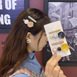 Korean Girls Hair Clips Geometric Marble Pattern Hair Clip Accessories Wholesale