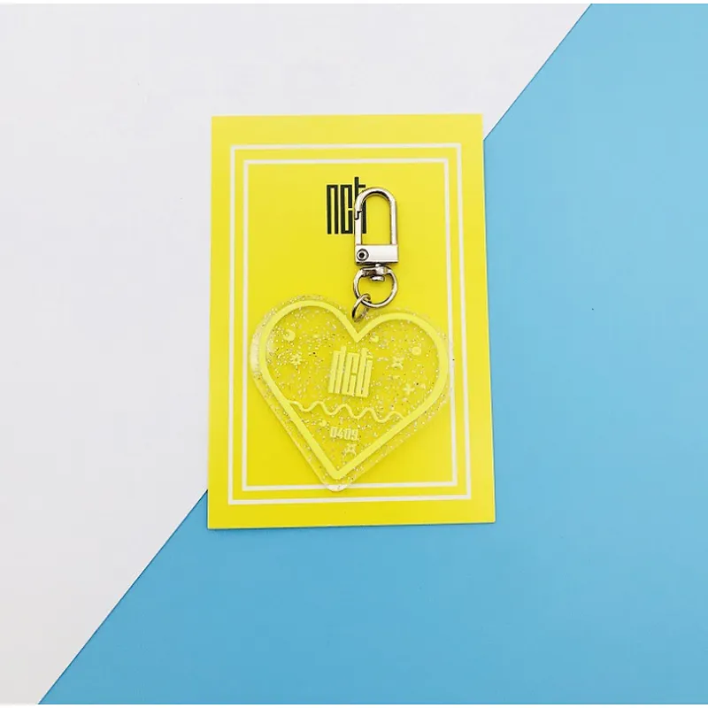 Custom Heart Shaped printed logo acrylic keychain