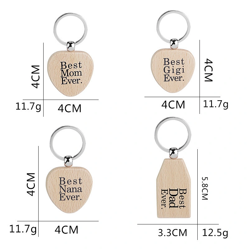 Custom Print Wood Keychain Best Dad/Nana/GIgi/Mom Ever Wooden Keyring Keychain Souvenir