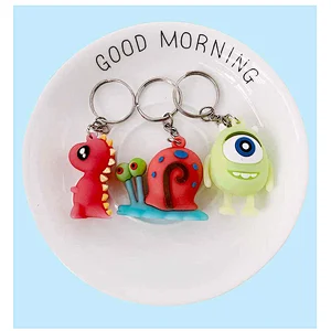 Cartoon Doll Key Ring Rainbow Horse Dinosaur Anime Custom PVC keychain 3D Bag Pendant