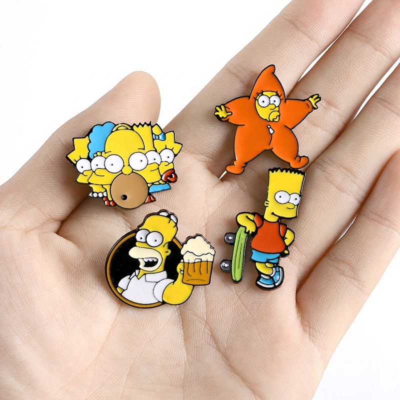 Simpson families funny drinking beer skatebiard soft enamel lapel pins