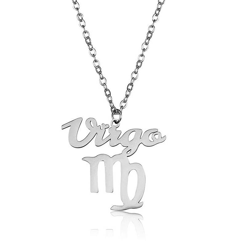 New Twelve Constellation Necklace Fashion Stainless Steel 12 Zodiac Sign Men Women  Necklace
