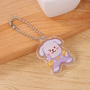 Korean Style Cute Acrylic Double Sides Bead Keychain Custom Cartoon Keychain Manufacturer
