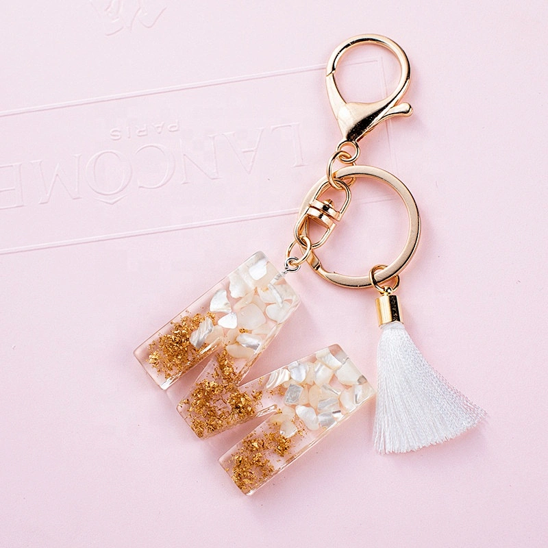 Blue tassel mother's day gifts M shape amazing crystal color acrylic keychain