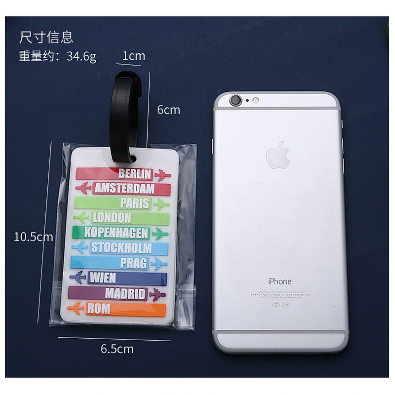 Colorful Soft PVC Luggage Tag Wear-resistant Anti-lost Personalized Luggage Tags Custom