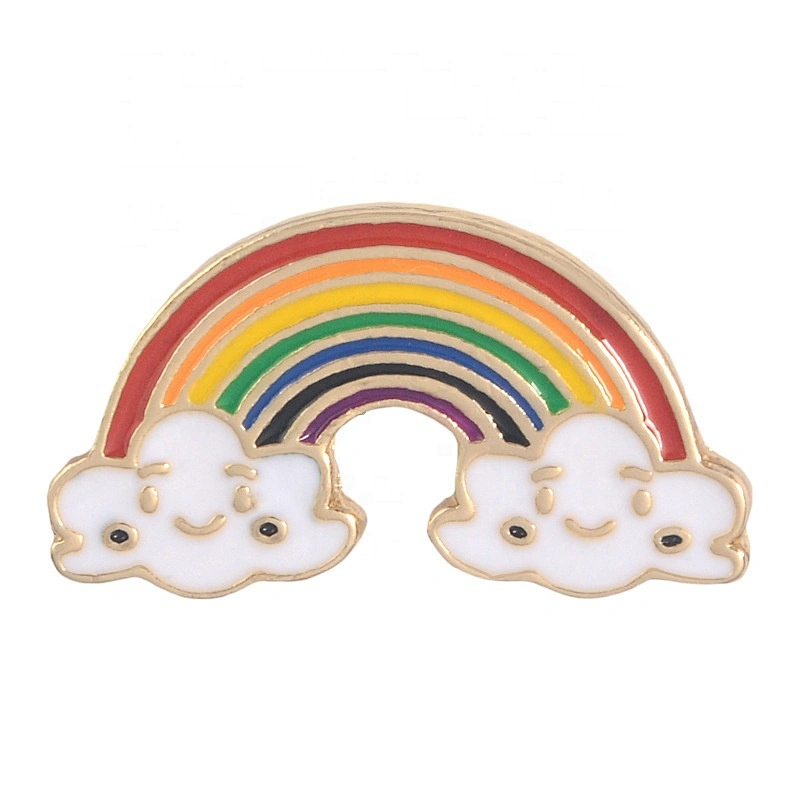 Rainbow badge eye grey cloud white mushroom clouds lapel pin
