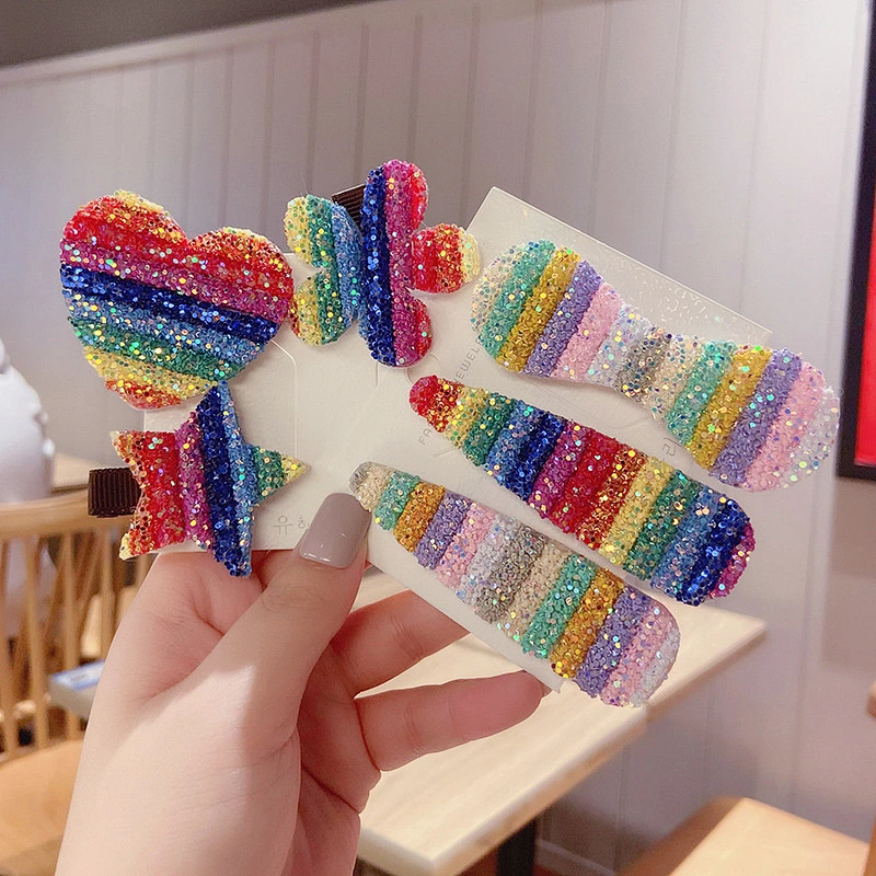 Colorful Girl Hair Accessories Women Sequins Rainbow Korean BB Hair Clip