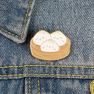 bamboo steamer badge buns lapel pins