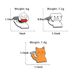 Animal Holding A Gun Animation Clothing Lapel Pin Badge