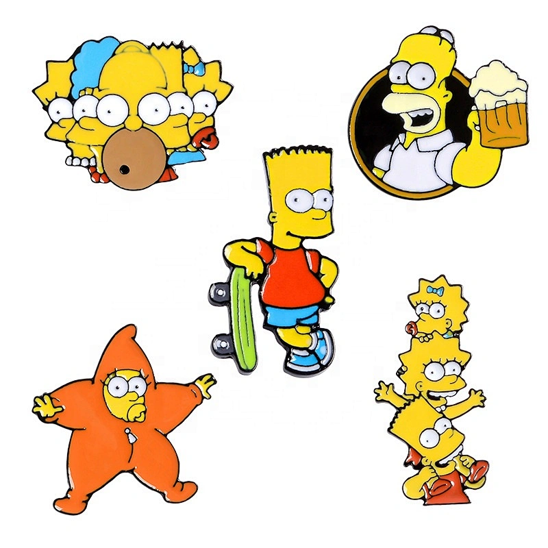 Simpson families funny drinking beer skatebiard soft enamel lapel pins
