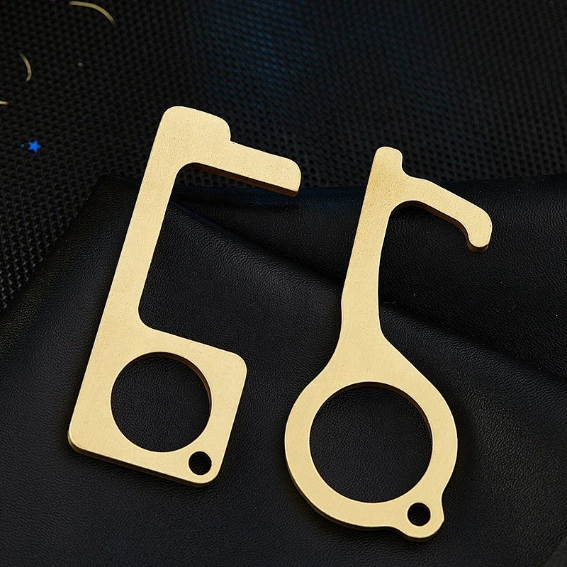 Pure brass material safty non touch keychain muti-functional door opener