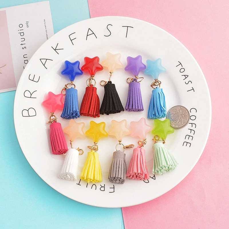 Creative DIY Handmade Acrylic Five-pointed Star Tassel Keychain Small Accessories