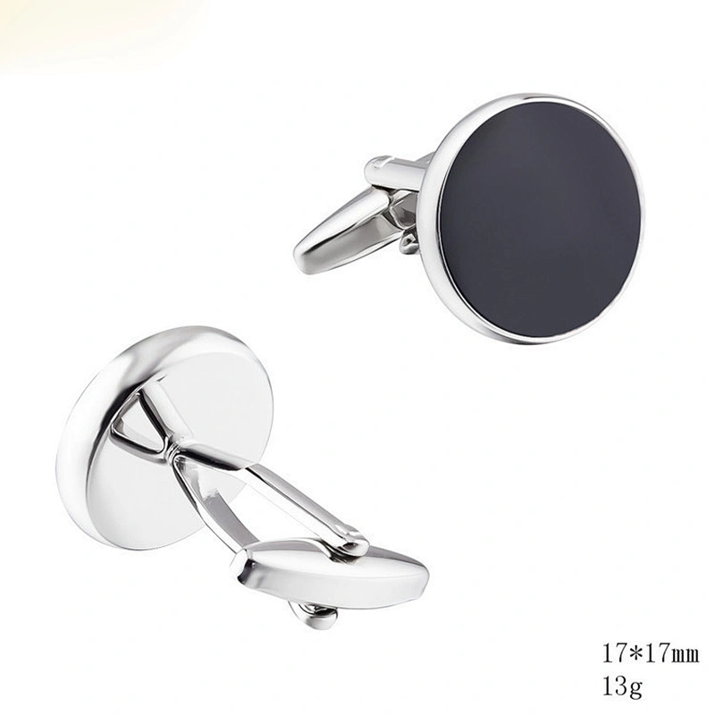 Custom Black Round Enamel Paint Cufflinks Men Simple Style French Shirt Cufflinks