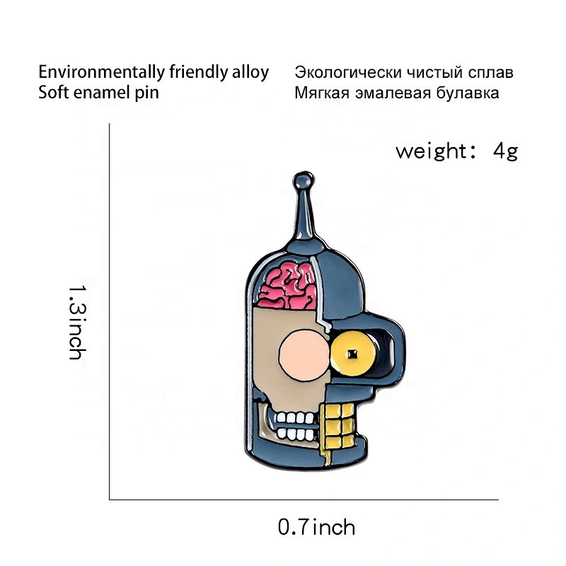 Cartoon robot head mask badge funny lapel pins