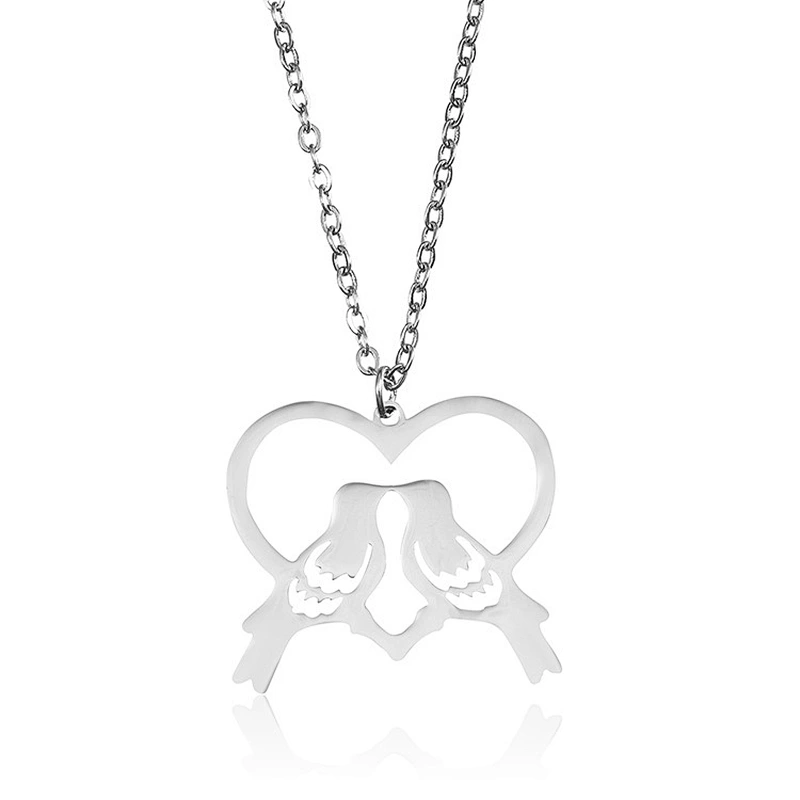 Stainless Steel Heart Necklace Couple Valentine Gift Silver Gold Necklace Pendant