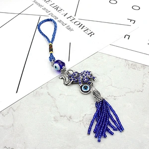 Turkey blue crystal elephant evil eye keychain car decoration hang pendant