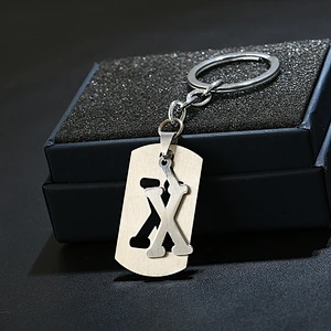 Hot Sale Stainless Steel Keychains 26 Letter Keychain Pendant