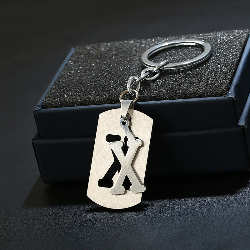 Hot Sale Stainless Steel Keychains 26 Letter Keychain Pendant