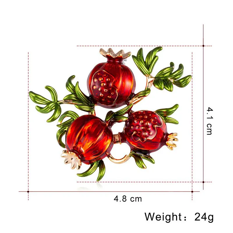 New Fashion Retro Fruit Brooch Custom Pomegranate Women Brooches Pins in Stock
