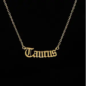Fashion Twelve Constellation Necklace Stainless Steel Zodiac Sign Pendant Necklace for Women
