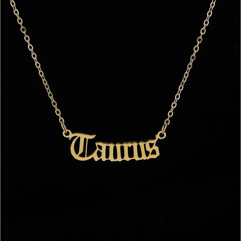 Fashion Twelve Constellation Necklace Stainless Steel Zodiac Sign Pendant Necklace for Women