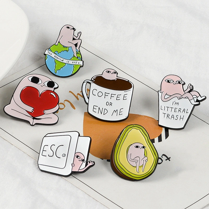 wholesale coffee pins white short cup lapel pin