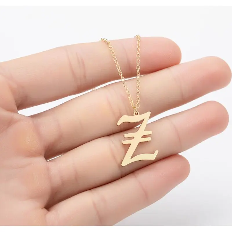Fashion 26 Letter Necklace Stainless Steel Initial Necklace