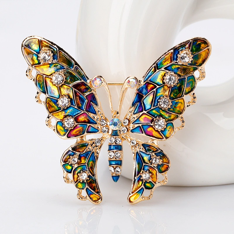 New High-end Colorful Butterfly Animal Brooch with Safety Pin