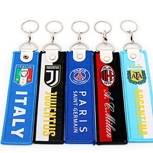 Custom Double Sides Various Football National Team Woven Keychain