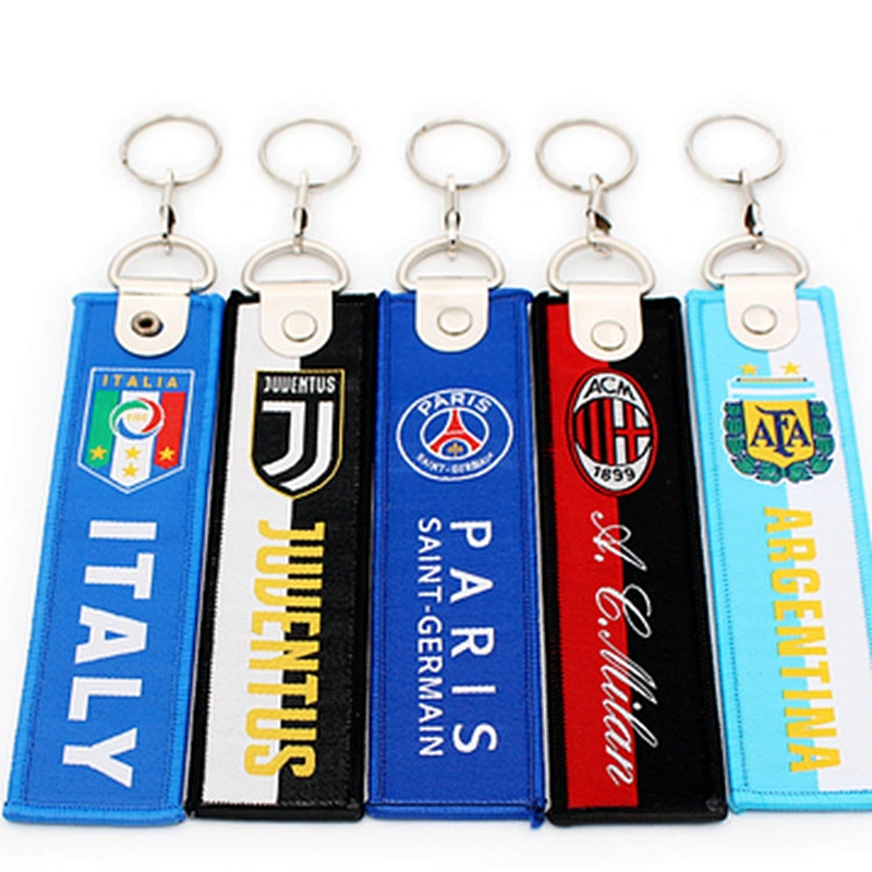 Custom Double Sides Various Football National Team Woven Keychain