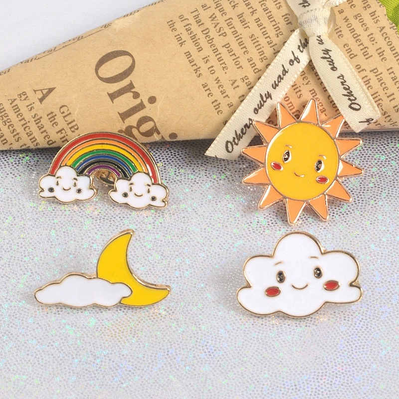 Sunny day sunshine with white blue clouds enamel lapel pins