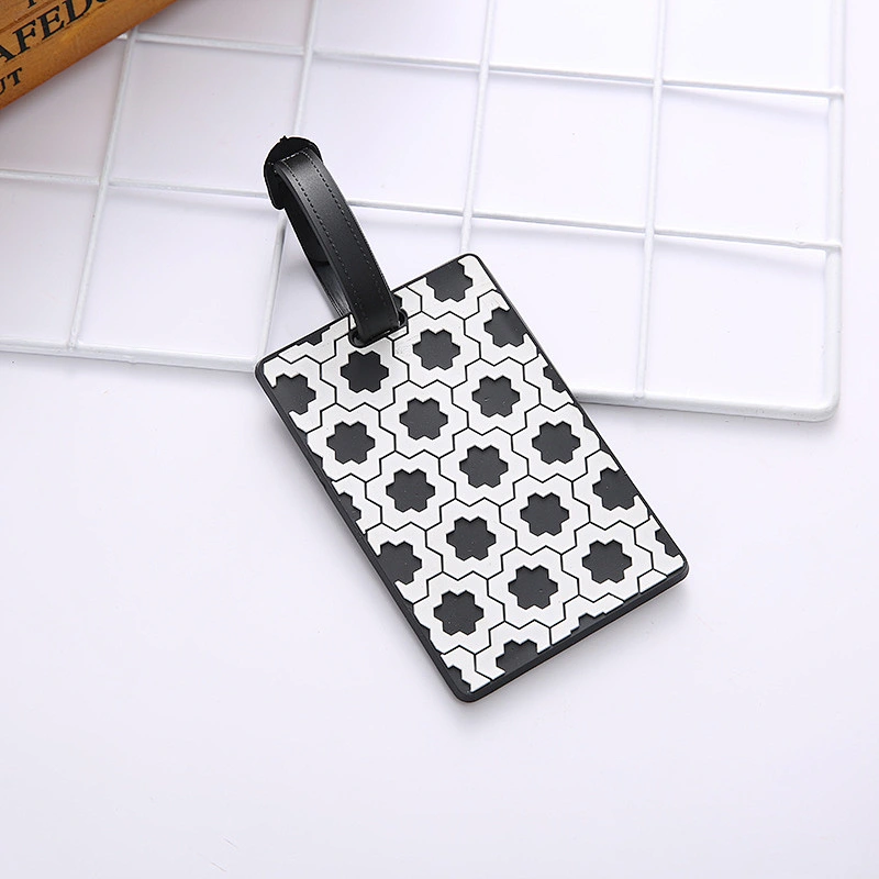 New Stripe Lattice Geometric Pattern Soft PVC Wholesale Luggage Tag