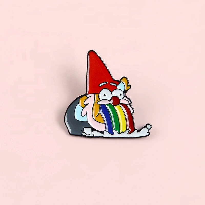 Cartoon children rainbow dwarf old man soft enamel badge lapel pin