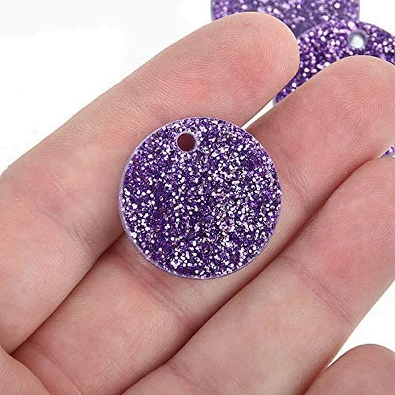 stock round glitter acrylic coin tags charms