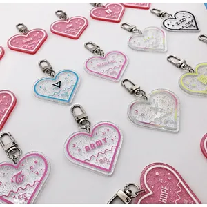 Custom Heart Shaped printed logo acrylic keychain