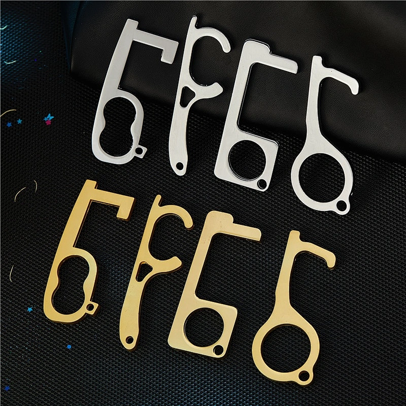 Pure brass material safty non touch keychain muti-functional door opener