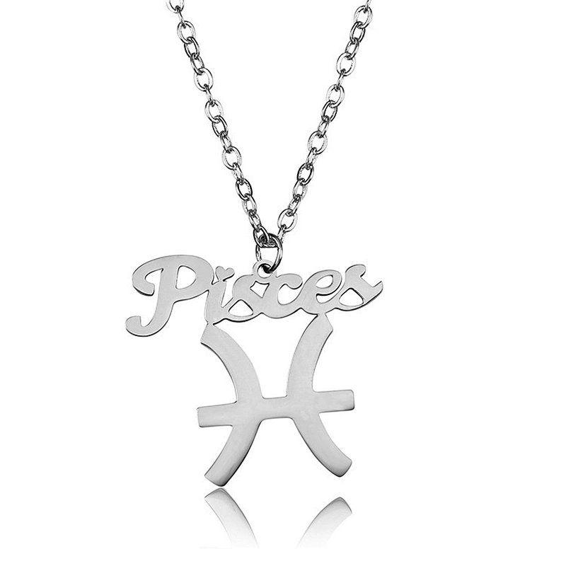New Twelve Constellation Necklace Fashion Stainless Steel 12 Zodiac Sign Men Women  Necklace