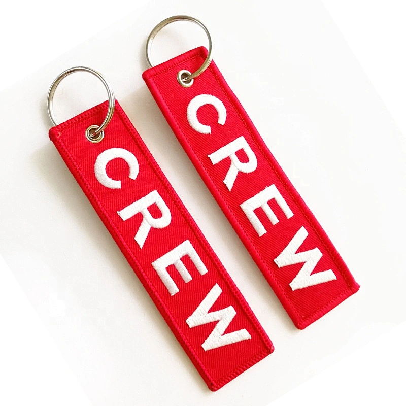 high quality embroidery custom woven label keychain